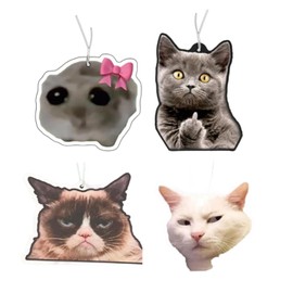 4 Pcs Hanging Car Air Freshener Cats Funny Car Air Freshener Cat Gifts Meme Novelty Gifts for Cat Lovers Funny Cars Accessories