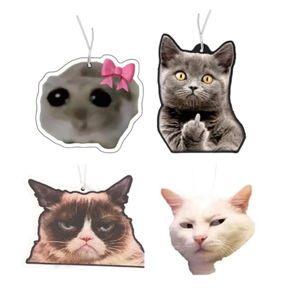 4 Pcs Hanging Car Air Freshener Cats Funny Car Air