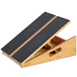 Wood Slant Board Calf Stretcher - Professional Calf Stretcher Slant Board for Physical Therapy, Incline Stretching, and Rehabilitation Exercises - Durable and Adjustable Balance Tool (Bamboo)