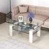 LUARANE Glass Coffee Table, 2 Tier Central Table with Lower