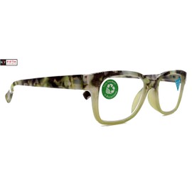 Aya, Premium Reading Glasses, High End Fashion Reader,+1.25 to +4 magnifiers, Square Green & Black Tortoise. Optical Frame. NY Fifth Avenue.