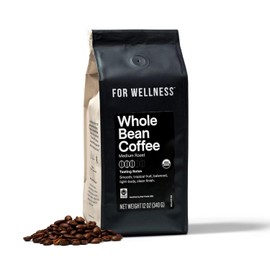 For Wellness Organic Arabica Whole Bean Coffee (12 oz, Medium Roast) – Pair With The Good Stuff to Supercharge Your Coffee