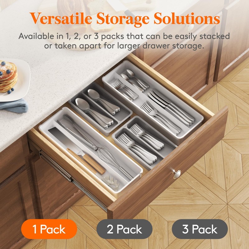 Lifewit Compact Silverware Organizer for Kitchen Drawer, Narrow Flatware Tray