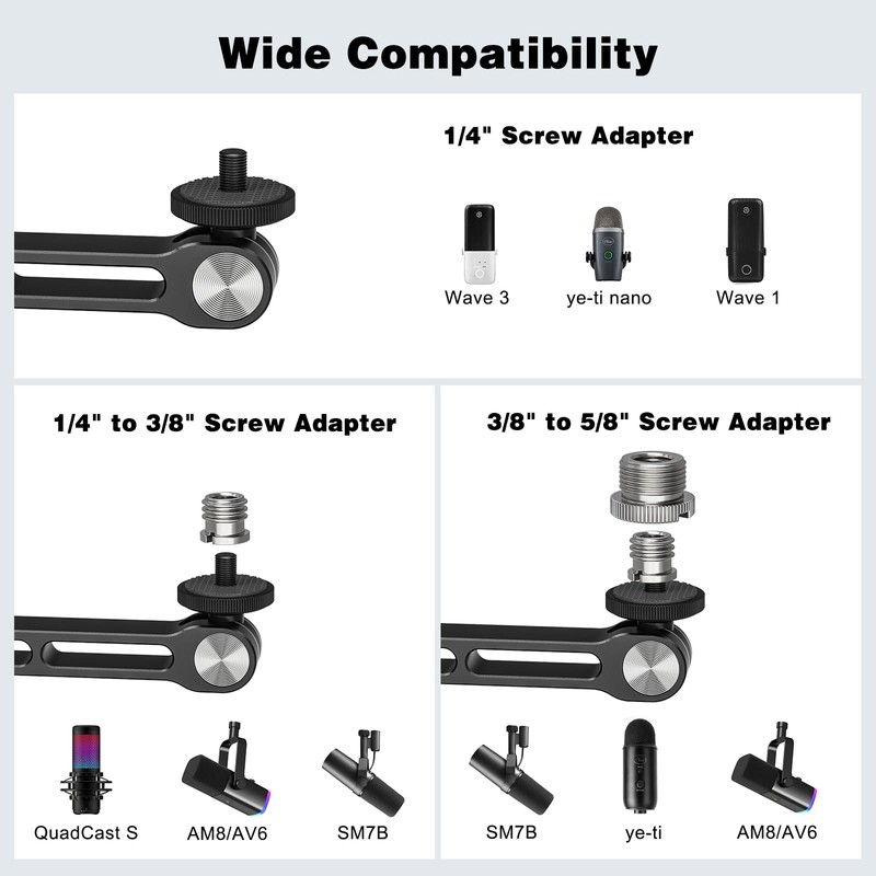 Mic Stand Desk, 360° Rotatable Desktop Microphone Stand, Max Load