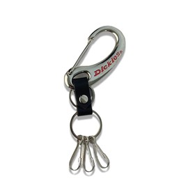 Dickies DS054NCS2 Simple Carabiner Keychain Silver x Red, Silver x Red Logo
