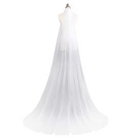 Heliltd Bride Wedding Veil 118 Inches Long 1 Tier Drop Veil Cathedral Bridal Veil with Comb Chapel Tulle Hair Accessories (White)