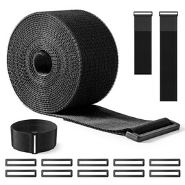 Trilancer 7.5 CM x 5M Heavy Duty Hook and Loop Straps with 10 Buckles – Adjustable, Cut-to-Length, Reusable Cinch Straps for Securing Cables, Hoses, Pipes, Bike, Luggage, Camping, Panels, or Fencing