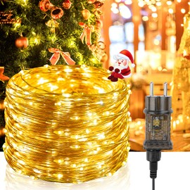 Hoteril 20M LED Lichterkette Draht aus Kupferdraht, 8 Modi Timer Dimmbar 200LEDs Strombetrieben mit Stecker, Wasserdicht IP65 Lichterkette Au?en und Innen fr Weihnachten, Zimmer, Party, Hochzeit, DIY