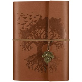OMEYA PU Leather Journal Refillable Vintage Diary Travel Journal for Writing Travel Notebook Diary Gift for Girls Boys Women Men Blank Pages A5 23.3×16cm Brown