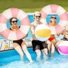 30" Pool Float for Adult-3 PCS Pink Striped Inflatable Pool
