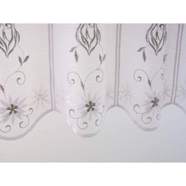 Clever-Kauf-24 Net Curtain Country House Stag Embroidered Bistro Curtain Height 45 cm (Width 108 cm)