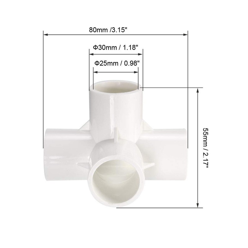 sourcing map 4 Way Elbow PVC Pipe Fitting Furniture Grade