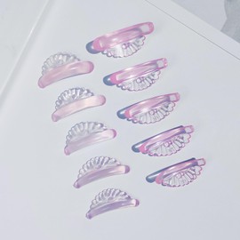 Troocolor Lash Lift Shields, 10Pcs Reusable Soft Eyelash Perm Curler for Lash Lift Kit with Shell Style Ancillary Eyelash Curl Lash Lift Pads (Pink)