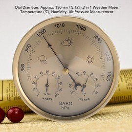 Jiawu 3 in 1 All-Season Wall Hanging Thermometer Barometer Hygrometer, 130mm/5.12in Diameter Dial Type Accurate Weather Station for Indoor and Outdoor Use, Celsius Edition