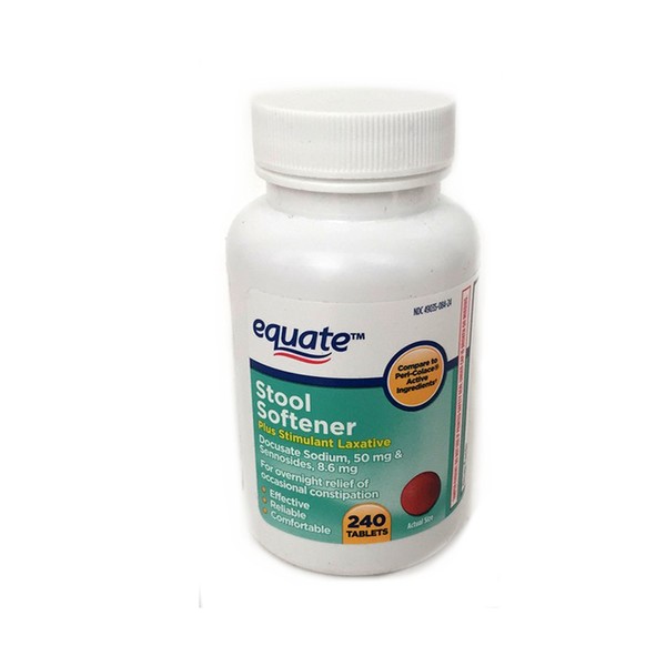 Equate - Stool Softener Plus Stimulant Laxative, 240 Tablets (Compare to Peri-Colace)