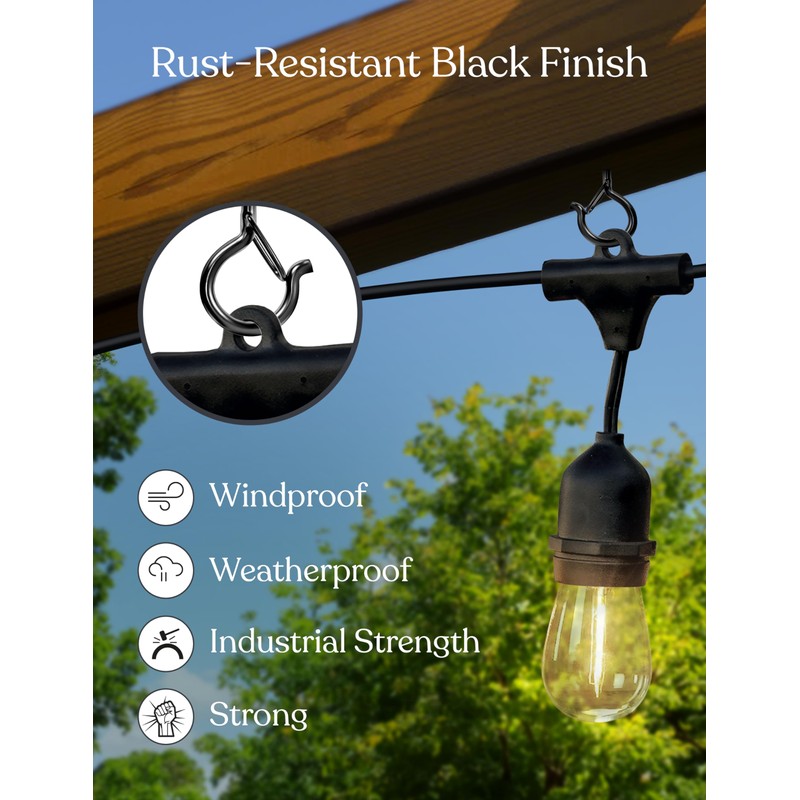 Brightech String Light Screw Hooks - Ceiling Hooks for Hanging