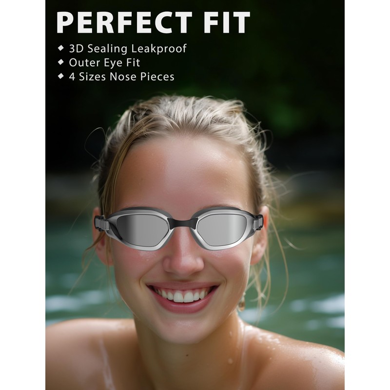 ZABERT Swim Goggles,W2 Swimming Goggles for Adult Men Women, Anti-fog