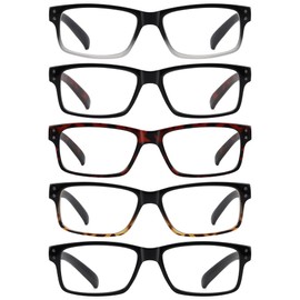 GUD Reading Glasses 5-Pack Readers Spring Hinge Reading Eyeglasses for Men Women +3.50