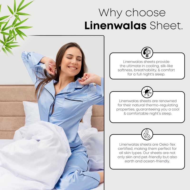Linenwalas 100% Natural Bamboo Only Fitted Sheet With Secure Elastic