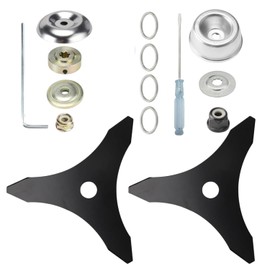 huanghqWanJia 2pcs Brush Cutter Blade，10" x 3TTeeth Brush Cutter Blade with 2 Different Adapter Kits with 20mm Washer Adapter for Trimmer Weed Eater Lawn Mower