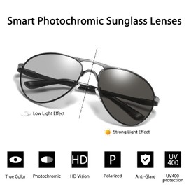 K.LAVER Photochromic Polarized Sunglasses For Men Women Spring Hinge Sports Anti Glare UV400 Night Driving Glasses