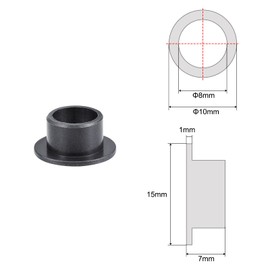 sourcing map Flanged Sleeve Plain Bearings 8 mm Bore 10 mm Outer Diameter 7 mm Length POM Coated Oil-Free Bushings Black Pack of 2