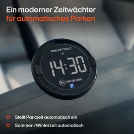 OOONO P-DISC NO2 - Electronic Parking Disc with Approval for Car - Automatic Digital Parking Disc Electric with Approval from KBA according to German Road Traffic Regulations - Electric Parking Meter Car Approved
