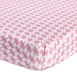 (60cm x 100cm (MINI CRIB), Argyle Pink) - Crib Sheet for Baby / Infant Deep Fitted Soft Jersey Knit by Abstract (60cm x 100cm (MINI CRIB), Argyle Pink)