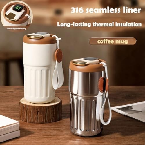 de café de acero inoxidable inteligente con visualización LED de temperatura, botella de agua portátil a prueba de fugas, de aislamiento de 450 ml