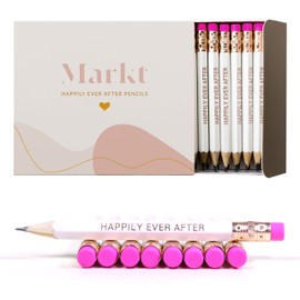 Mini Happily Ever After Cute Pencils for Wedding & Bridal Shower Favors, Bridal Shower Games, Bachelorette Party Supplies or Gifts for Guests and Bride to Be, HB Pre Sharpened Golf Crayons With Eraser