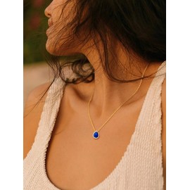 GOLDCHIC JEWELRY Women's Necklace September Necklace Women's Necklace 41 cm Copper Rolo Chain Birthstone Sapphire Choker Layering Chain Jewellery Accessory