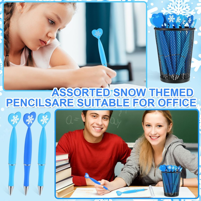 Seajan 48 Pcs Winter Snowflake Pens Bulk Winter Ballpoint Pens