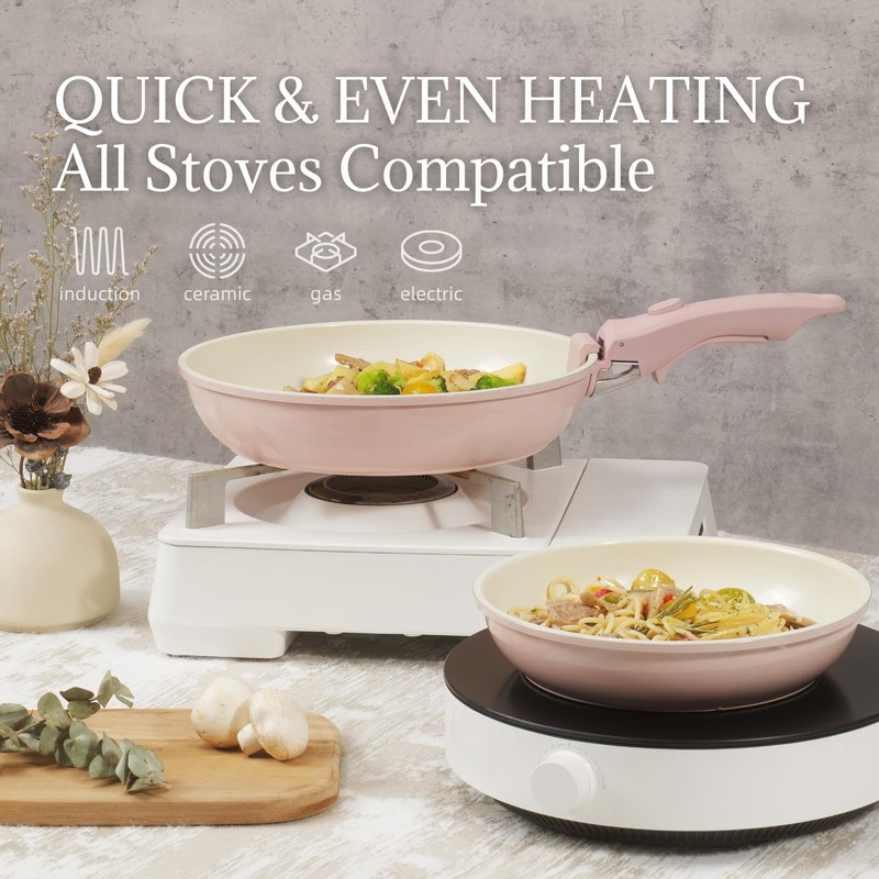 Ceramic Cookware Set Non Stick 8Pcs Pots and Pans Set