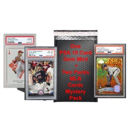 Pro Baseball PSA 10 Graded Card Mystery Power Pack - 1 PSA 10 Gem Mint Graded Trading Card Plus 2 Packs of Baseball Trading Cards