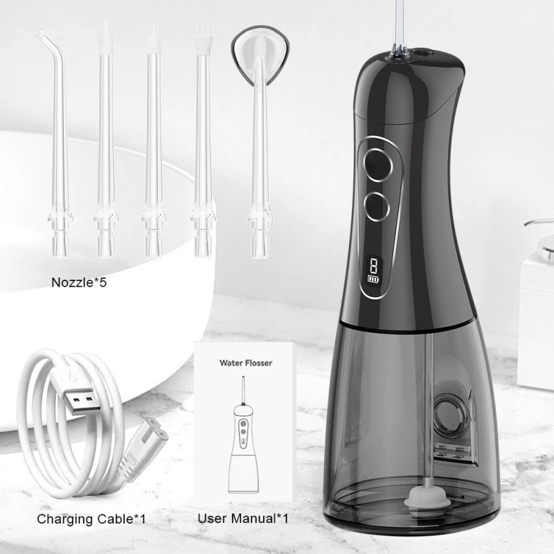 Water Flosser 400ML Portable Tooth Cleaner Rechargeable Travel Digital Display