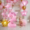 2nd Birthday Decorations for Girl,Pink Number 2 Balloons with Bow