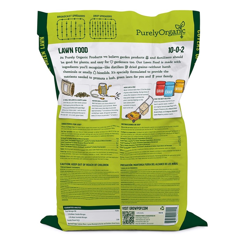Purely Organic Products Lawn Food 10-0-2, 25 LB Bag (Covers