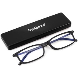 EYEGUARD Thin Lightweight Blue Light Reading Glasses with Portable Case Slim Mini Pocket Readers for Women Men Compact Small Computer Eyeglasses +2.50