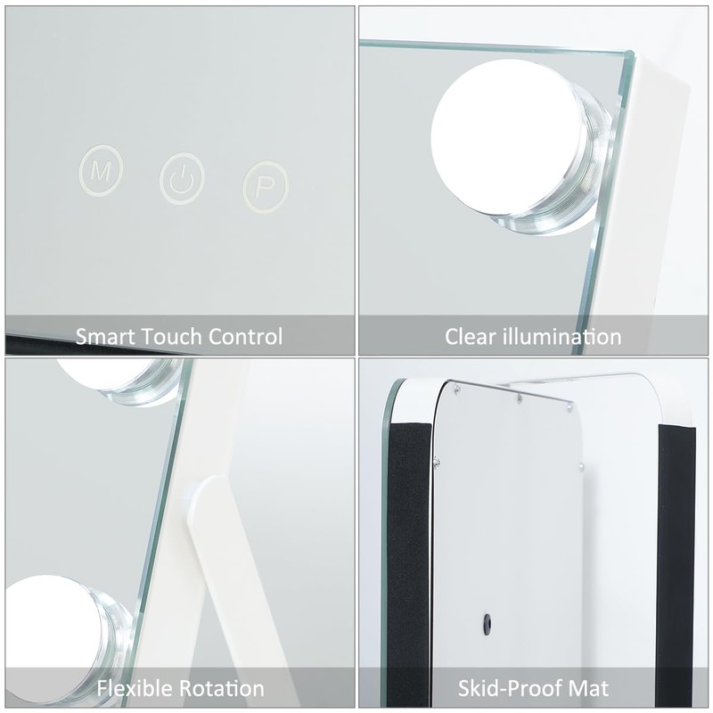 HOMPEN Vanity Mirror with Lights, Touch Control Makeup Mirror with