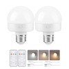 GOEBLESON Rechargeable Light Bulbs with Remote Control 2 Packs, Battery