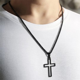 To My Son Necklace from Mom Dad Mens Pendant Silver Cross Christian Necklace Gifts for Son Inspirational Birthday Gifts for Men