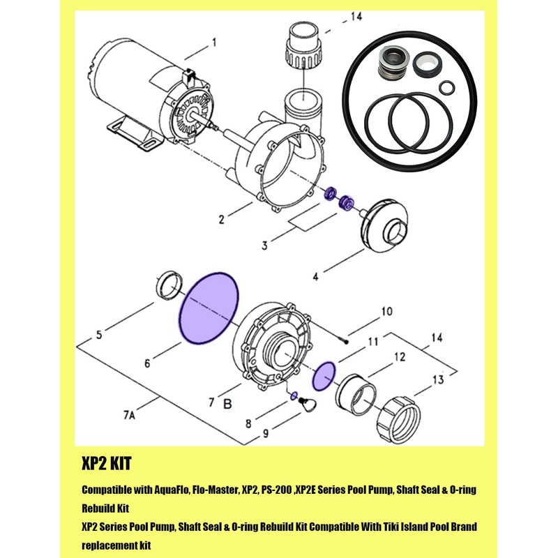 Generic PS-200 5/8"" Shaft Seal & O-Ring Rebuild Kit,Compatible with