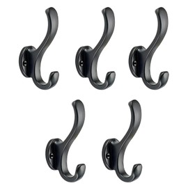 5 ganchos de pared de aleación de aluminio, soporte de pared moderno sólido con tornillos, fácil de instalar, adecuado para ganchos para el hogar, cocina, baño, ropa negra