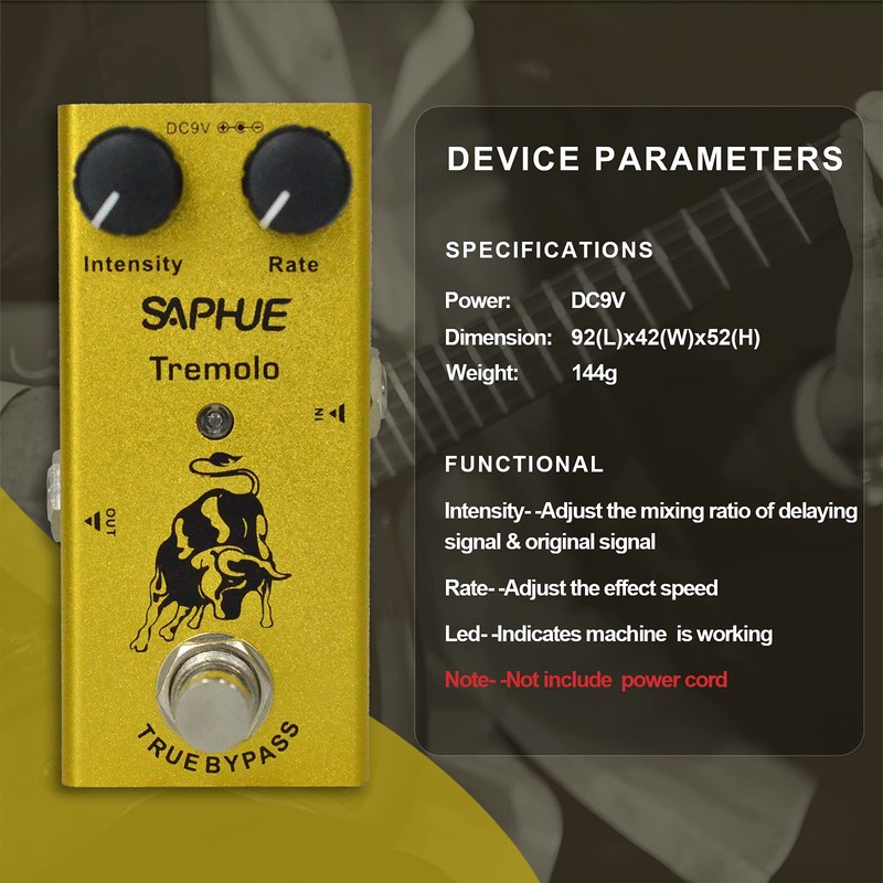 SAPHUE - Pedal de efectos de trémolo de guitarra con
