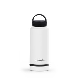 Pawowie Water Bottle and Bowl | 32 Oz Stainless Steel | For Travel, Hiking, Dog, Cat Walking, Personal or Car Use | All-in-one White | Insulated | BPA-Free |