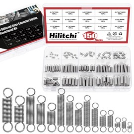 Hilitchi 150Pcs 15Sizes Extension Spring Assortment Kit Extension Spring Stainless Steel Springs Assorted Size Small Springs Compression Tension Springs for Repairs Maintenance