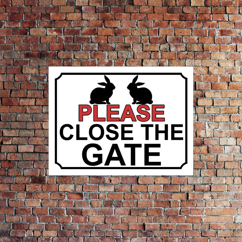 Shawprint PLEASE CLOSE THE GATE METAL SIGN RABBIT THEME 200MM