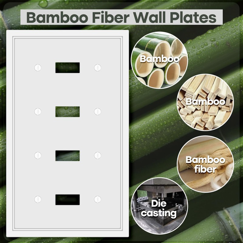 Quad Toggle Light Switch Cover Plate White Classic Decorative Light