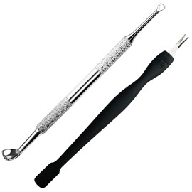 Pingispower Cuticle Pusher with Fork, 2PCS Professional Cuticle Remover Tools, Premium Stainless Steel Cuticle Trimmer Cutter Durable Manicure Kit and Pedicure Tool Set for Fingernails and Toenails