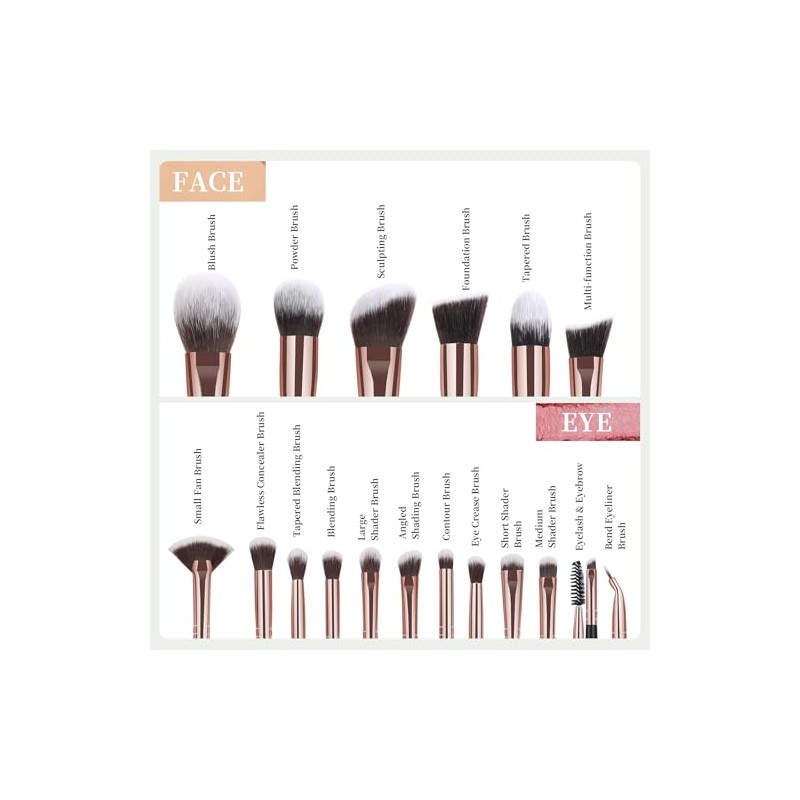 MAANGE 18 PCS Brochas Maquillaje Set de Brochas para Maquillaje